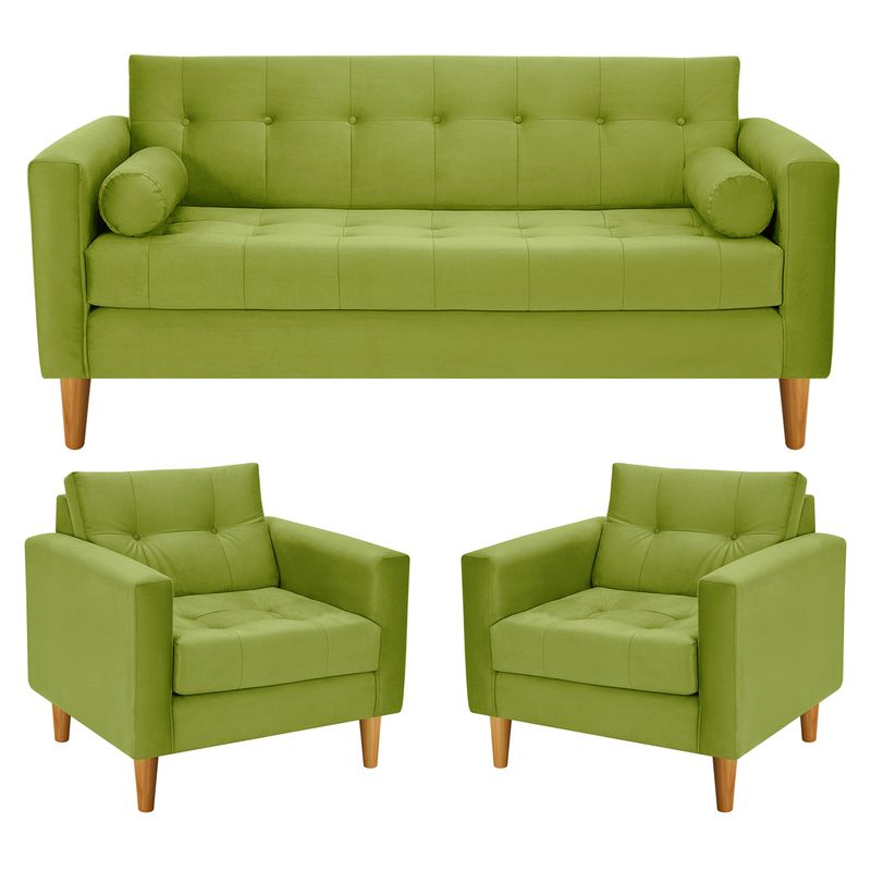 BODEVIR - Sofa Retro 3C+1+1 Felpa 04 Pistacho