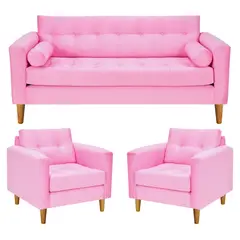 BODEVIR - Sofa Retro 3C+1+1 Felpa 04 Rosado