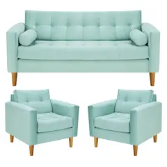 BODEVIR - Sofa Retro 3C+1+1 Felpa 04 Verde Agua