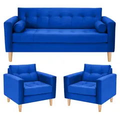 BODEVIR - Sofa Retro 3C+1+1 Felpa 05 Azul Rey
