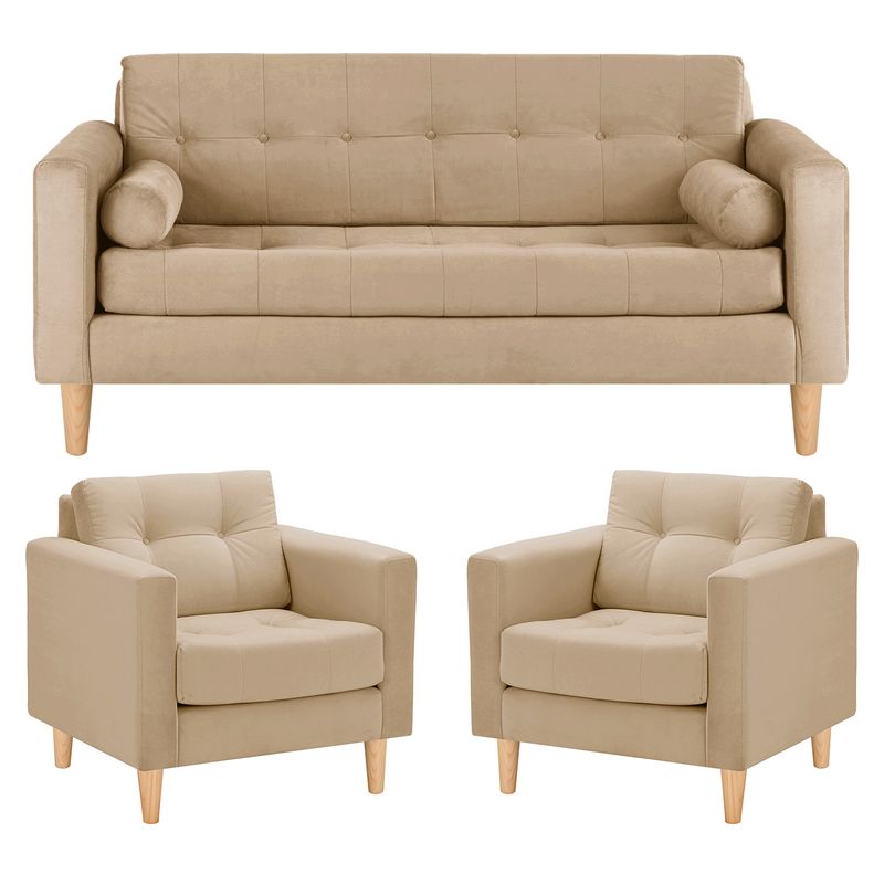 BODEVIR - Sofa Retro 3C+1+1 Felpa 05 Beige