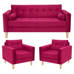 BODEVIR - Sofa Retro 3C+1+1 Felpa 05 Burdeo