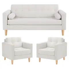 BODEVIR - Sofa Retro 3C+1+1 Felpa 05 Crudo