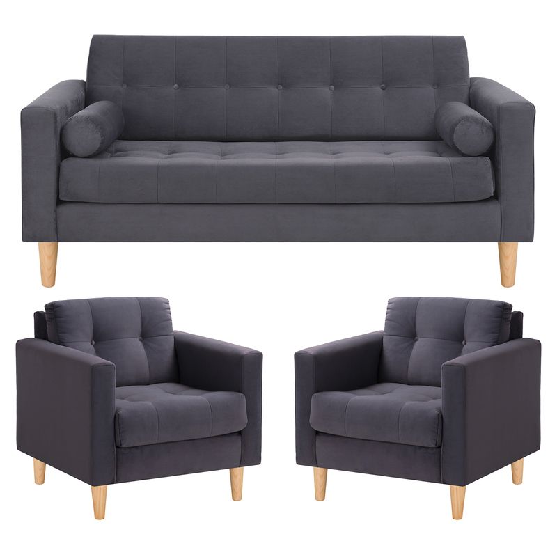 BODEVIR - Sofa Retro 3C+1+1 Felpa 05 Gris