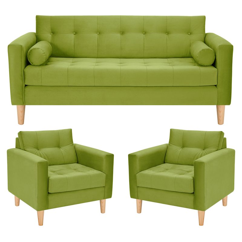 BODEVIR - Sofa Retro 3C+1+1 Felpa 05 Pistacho