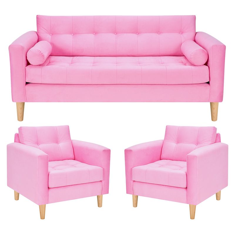 BODEVIR - Sofa Retro 3C+1+1 Felpa 05 Rosado