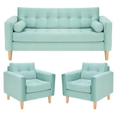 BODEVIR - Sofa Retro 3C+1+1 Felpa 05 Verde Agua