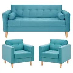 BODEVIR - Sofa Retro 3C+1+1 Felpa 05 Turquesa