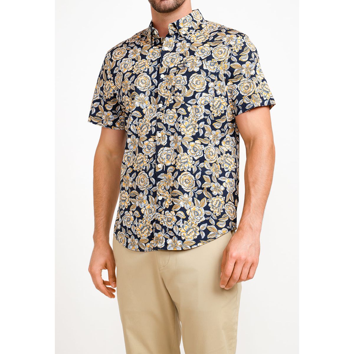 ORIGINAL PENGUIN - Camisa De Hombre Algodón Estampado Mostaza