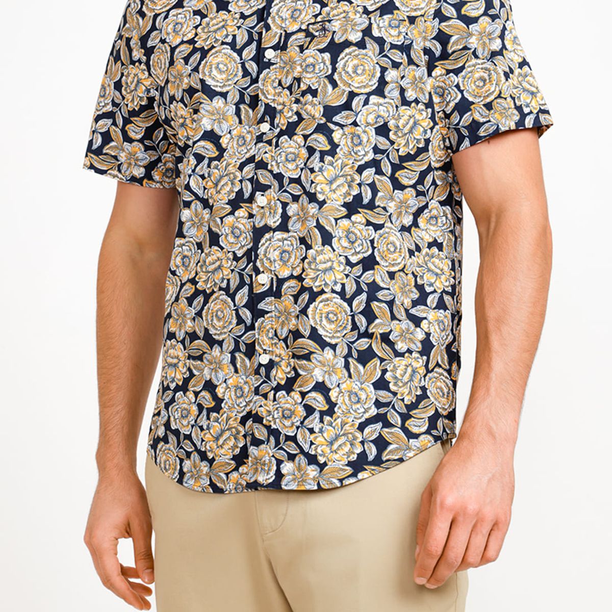 ORIGINAL PENGUIN - Camisa De Hombre Algodón Estampado Mostaza