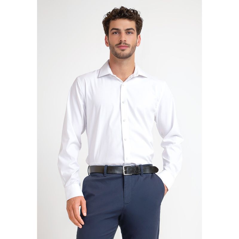ORIGINAL PENGUIN - Camisa De Hombre Formal Liso Blanco Original Penguin