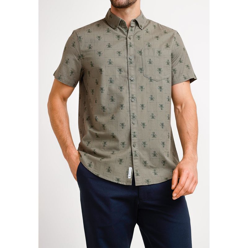 ORIGINAL PENGUIN - Camisa De Hombre Algodón Estampado Militar Original Penguin