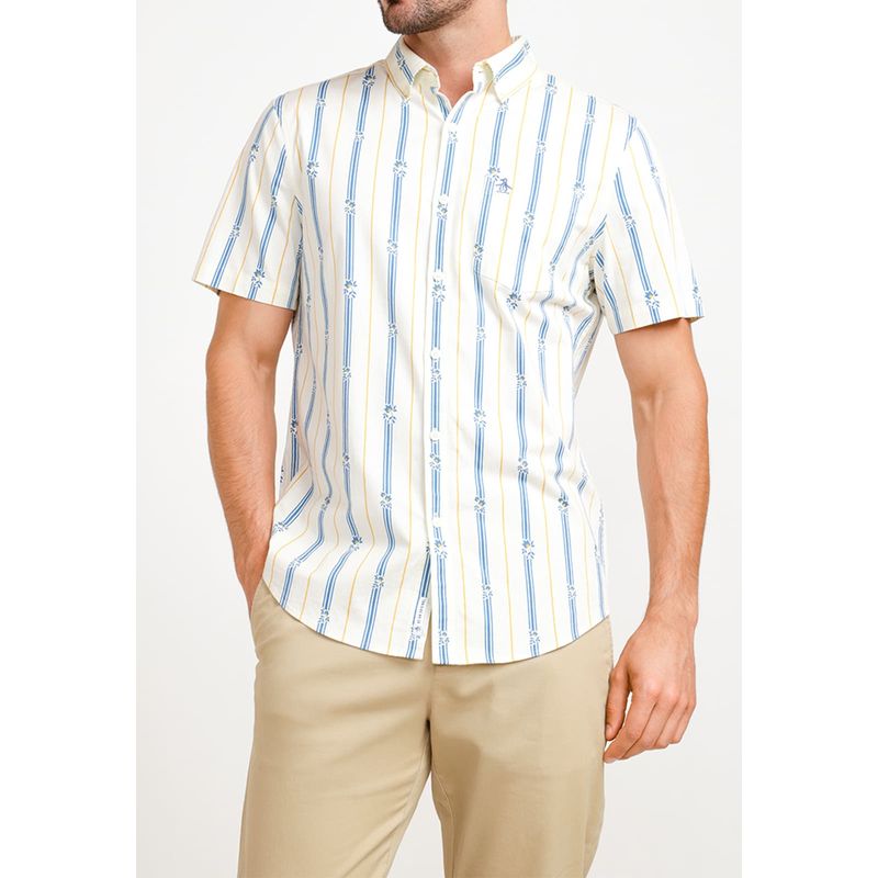 ORIGINAL PENGUIN - Camisa De Hombre Algodón Estampado Beige Original Penguin
