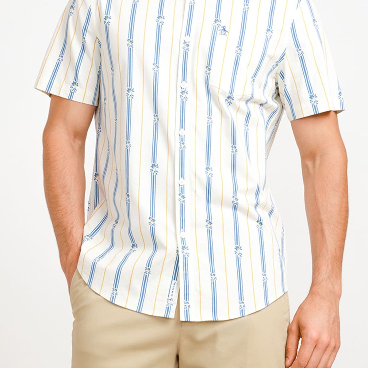 ORIGINAL PENGUIN - Camisa De Hombre Algodón Estampado Beige