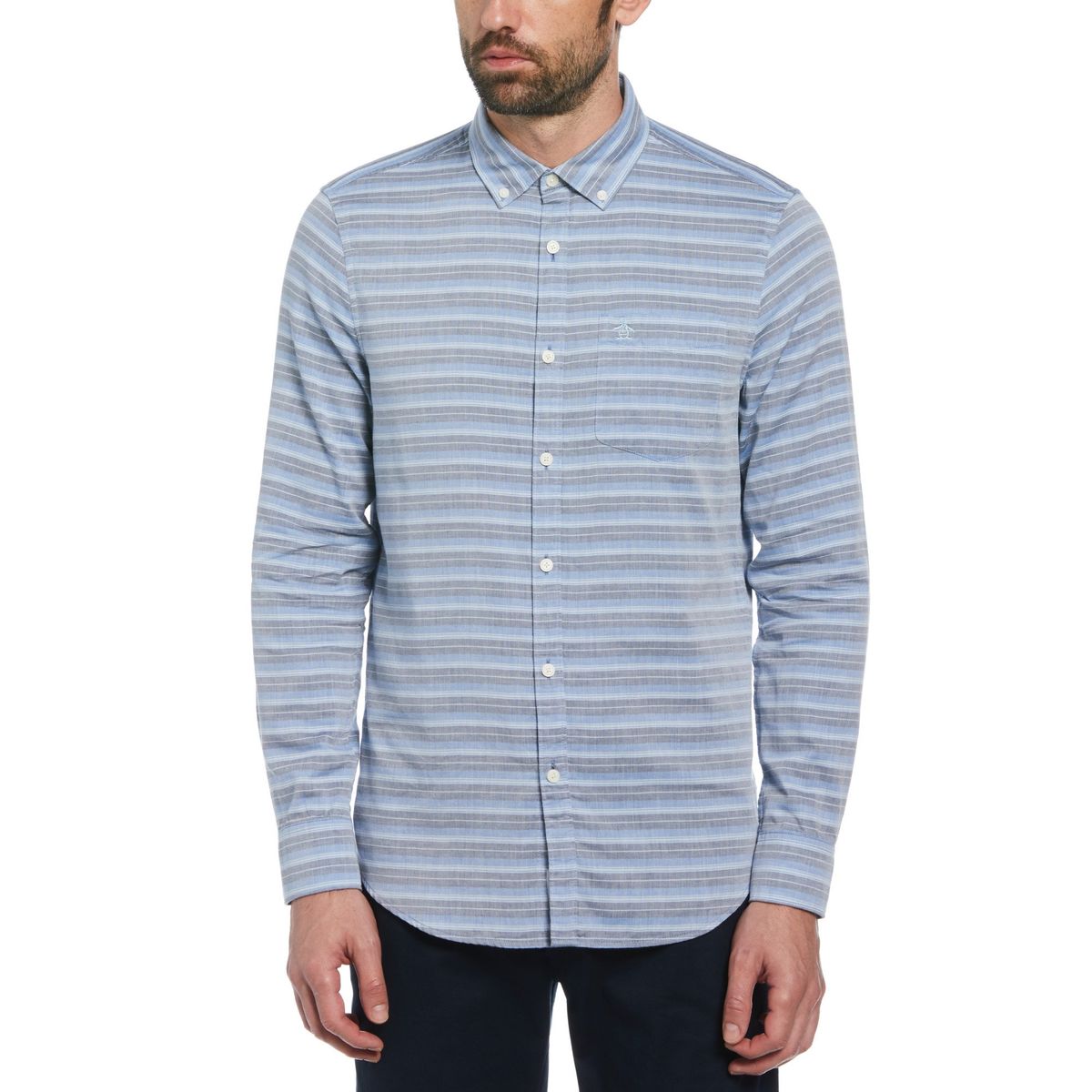 ORIGINAL PENGUIN - Camisa De Hombre Rayas Azul