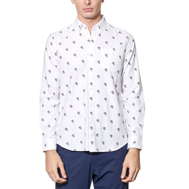 ORIGINAL PENGUIN - Camisa De Hombre Algodón Estampado Blanco Original Penguin
