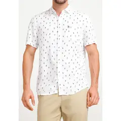 ORIGINAL PENGUIN - Camisa Hombre Algodón Estampado Blanca