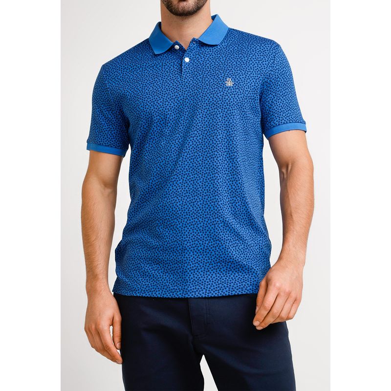 ORIGINAL PENGUIN - Polera Polo De Hombre Algodón Orgánico Estampado Azulino Original Penguin