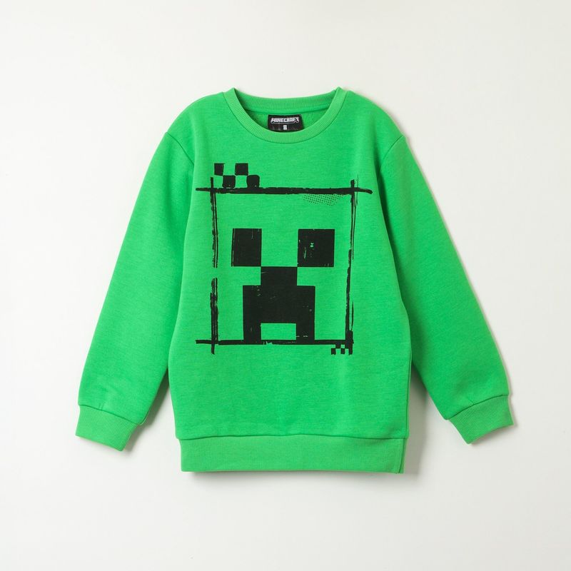 MINECRAFT - Poleron Niño Creeper Face Verde Minecraft
