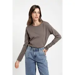 FROENS - Polera manga larga Aurora café - Algodón orgánico