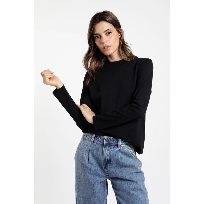 FROENS - Polera manga larga Palma negro - Algodón orgánico Froens