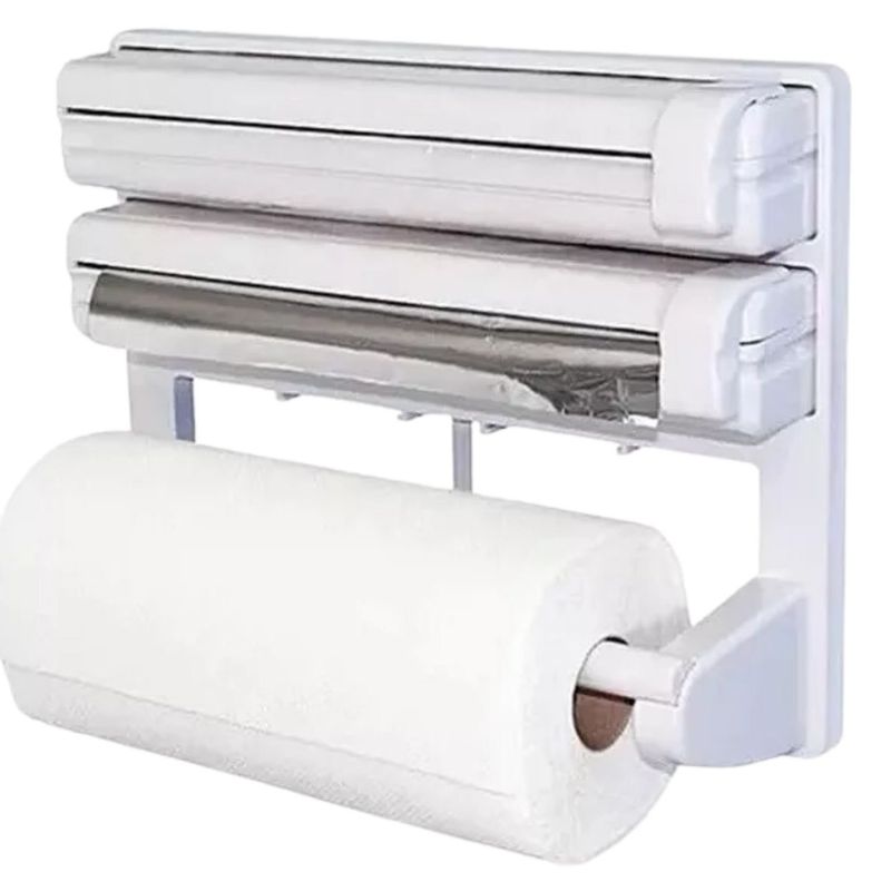 GENERICO - Dispensador Triple Porta Rollo Toalla Nova Cocina Alusa Film.