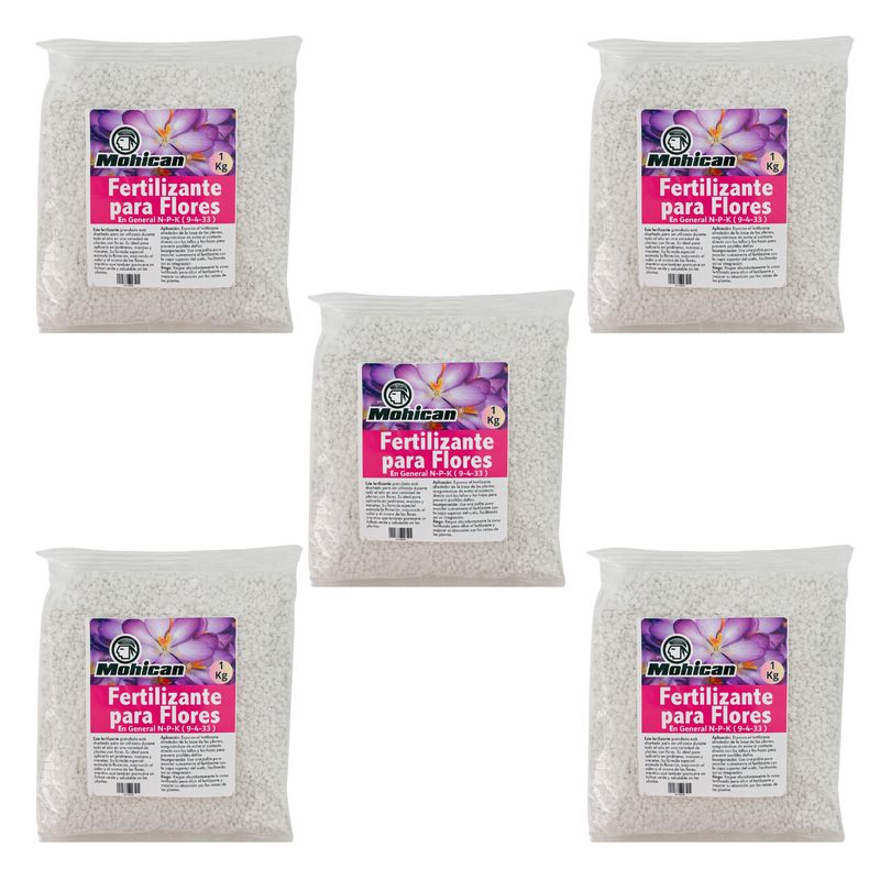 MOHICAN - PROMO 5X FERTILIZANTE FLORES EN GENERAL BOLSA 1 KG MOHICAN