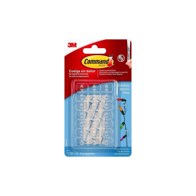 3M - Ganchos Decorativos Transparentes 20u 17026CLR Command 3M