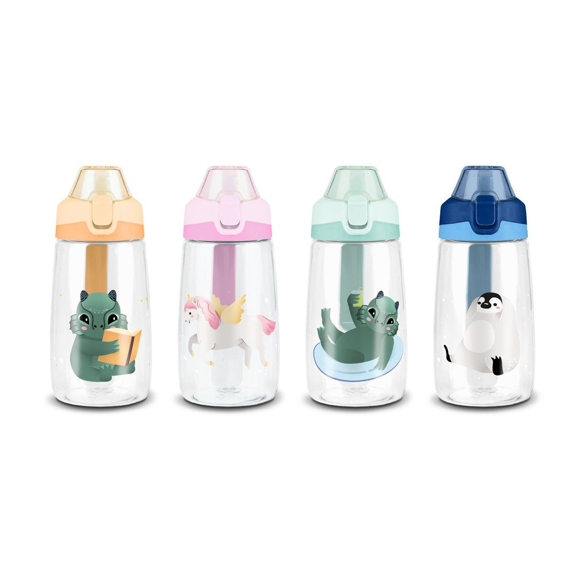 OEM - BOTELLA INFANTIL PLÁSTICO 500 ML CORAL AZUL