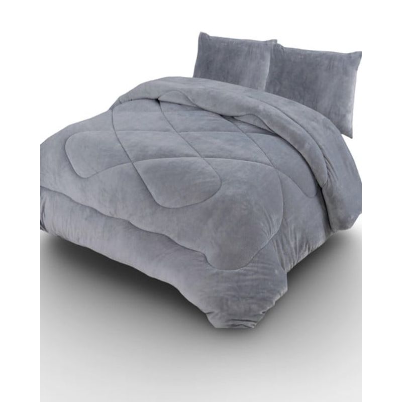 GENERICO - PLUMÓN PLUSH CON CHIPORRO INVIERNO PLAZA Y MEDIA GRIS
