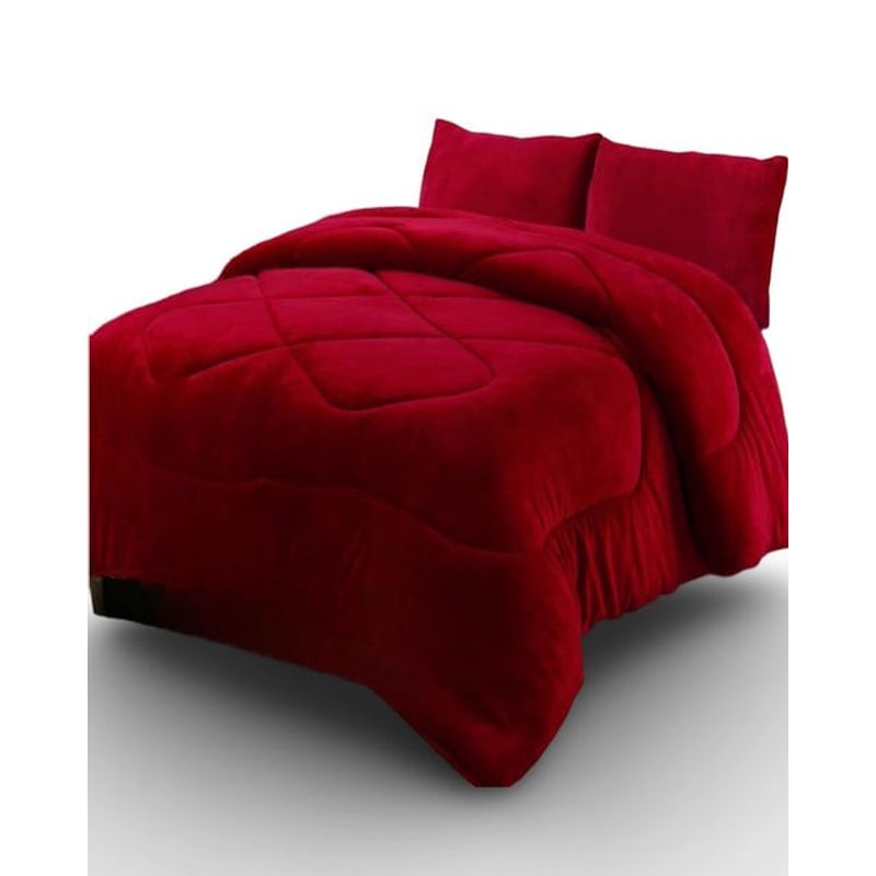 GENERICO - PLUMÓN PLUSH CON CHIPORRO INVIERNO PLAZA Y MEDIA ROJO ITALIANO