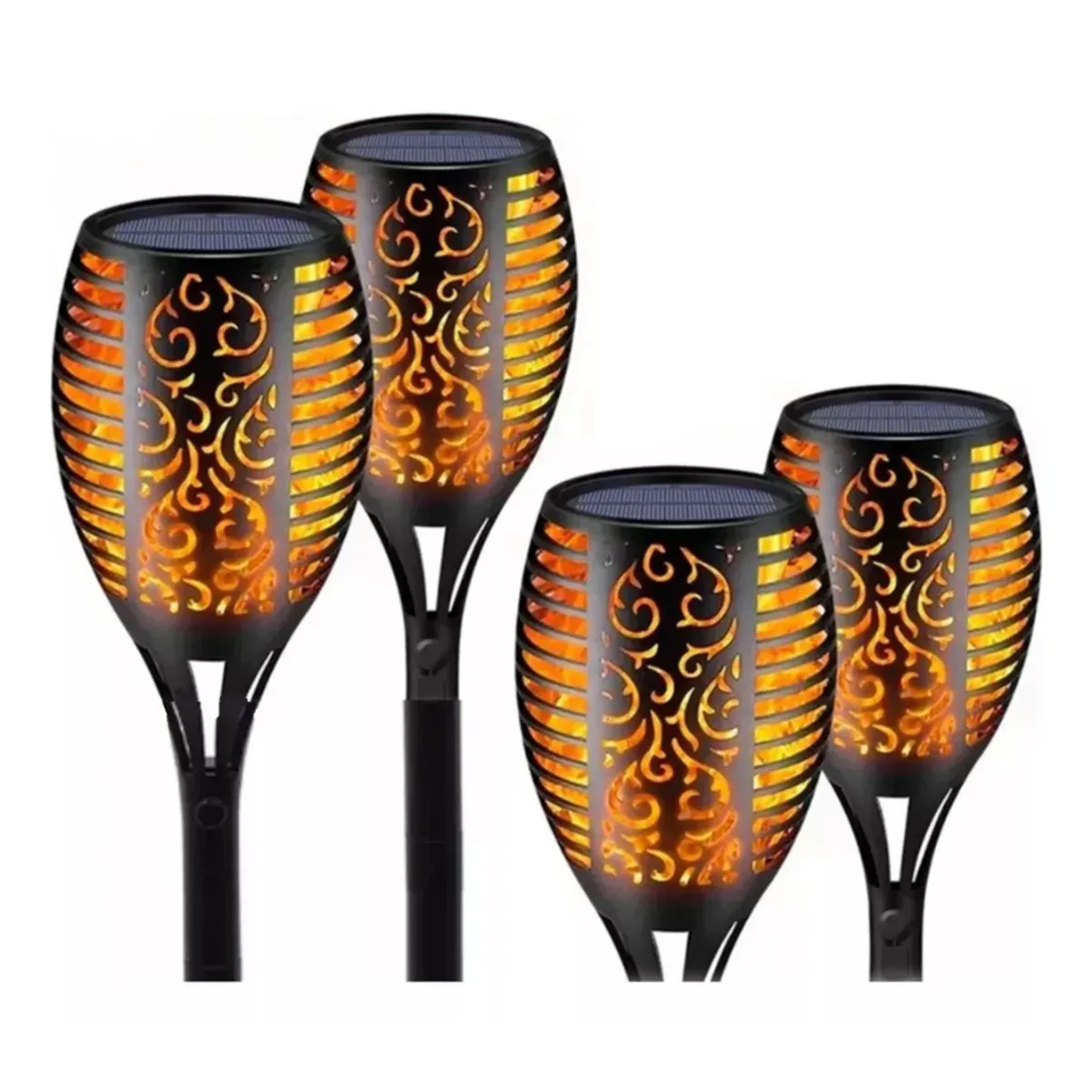 IRM - Pack X4 Estaca Solar Led Faroles Exterior Jardín Antorcha