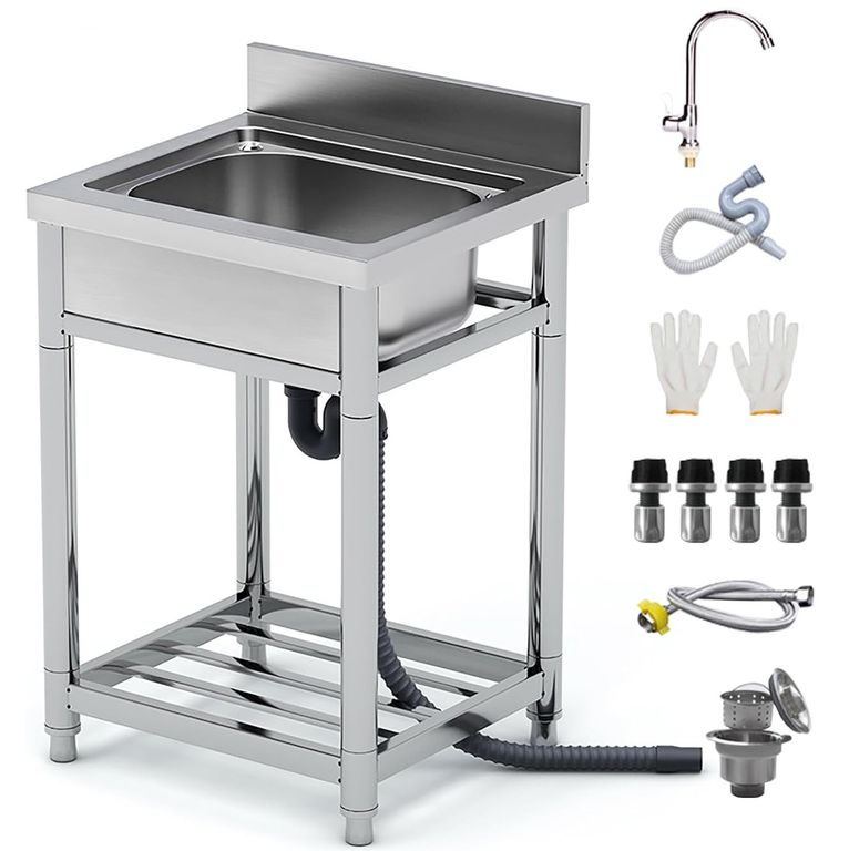 YOMYM Fregadero de Acero Inoxidable con Grifo 55×50×80 CM