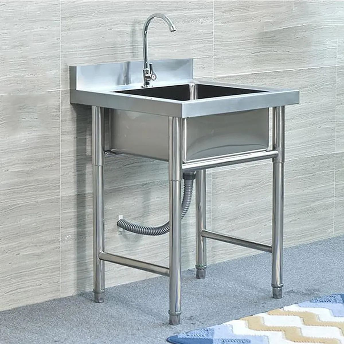 YOMYM - Fregadero de Acero Inoxidable con Grifo 55×50×80 CM