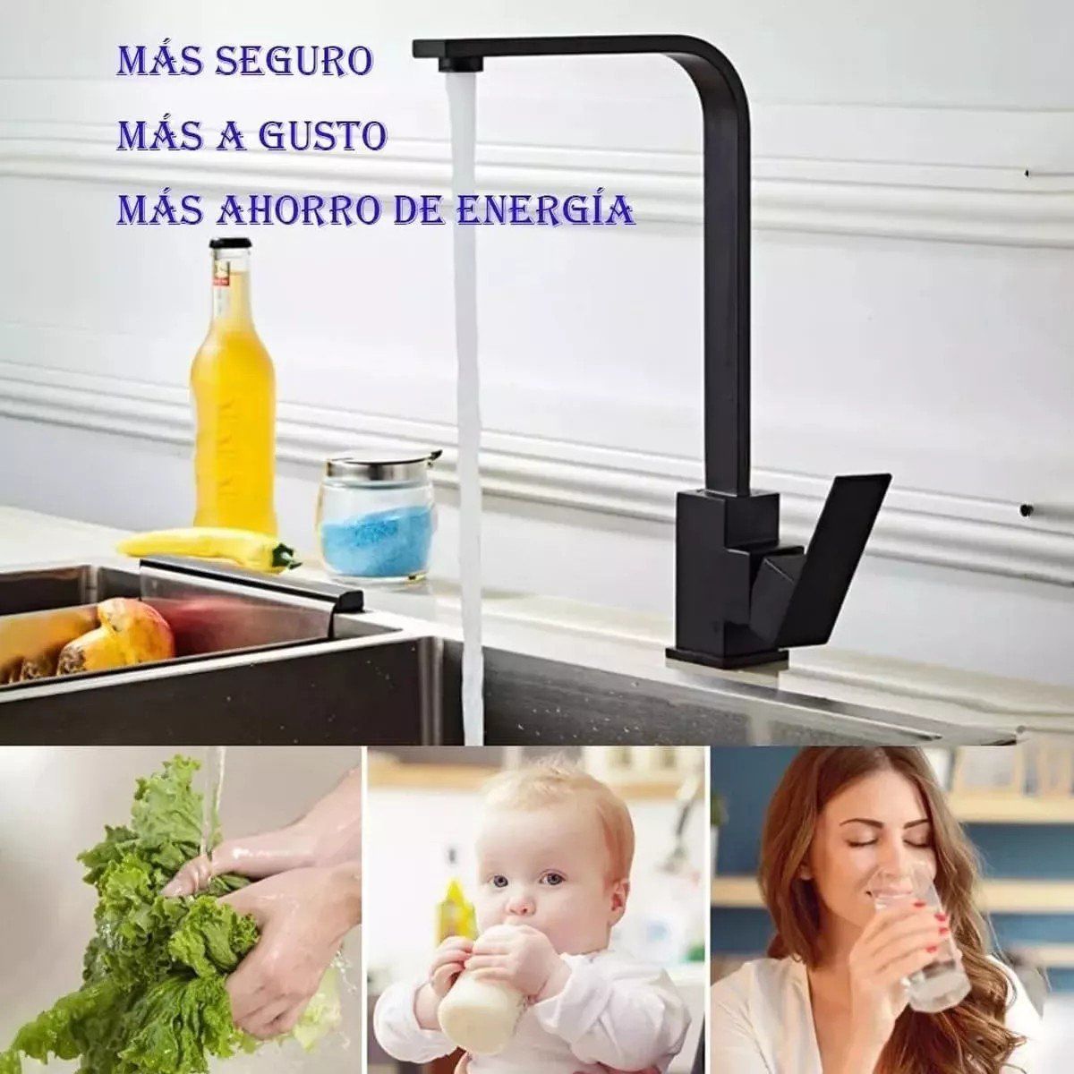 KUANGYE - Llave Monomando Lavaplatos Extensible Profesional