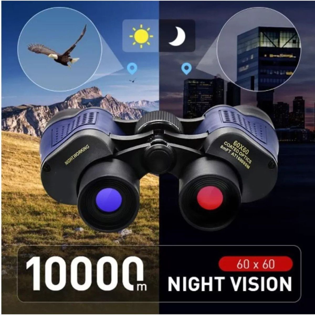 KUANGYE - Binoculares Profesionales 60x60 Caza Binocular 1000m