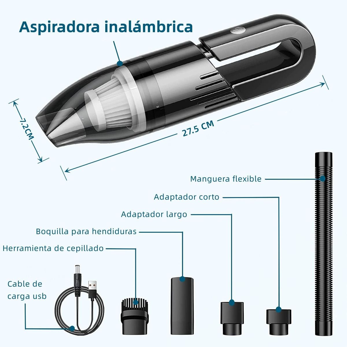 Aspiradora De Mano Para Coches Hogar Oficina Sofas Pelos, marca GENERICO - Foto 2