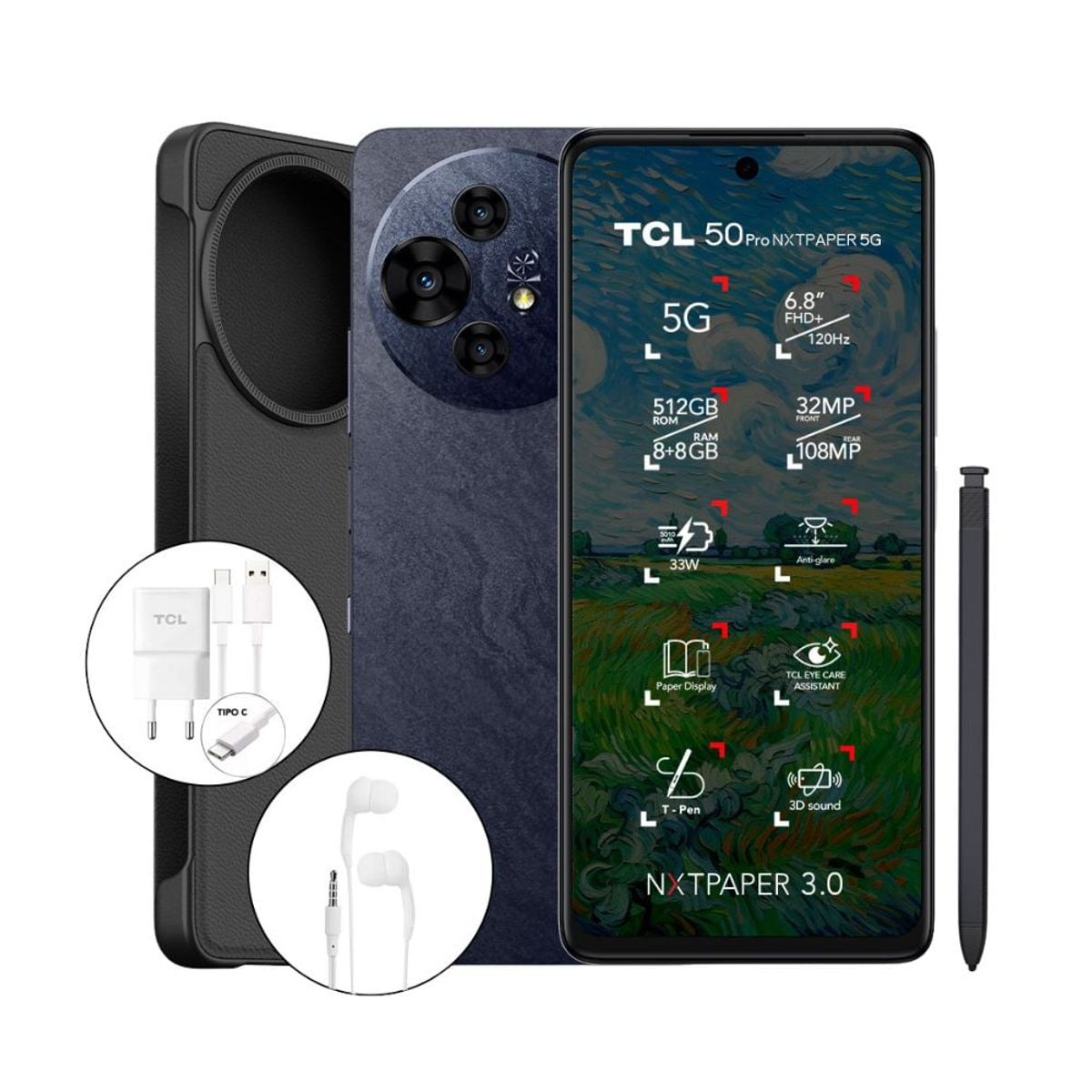 TCL - Smartphone TCL 50 PRO NXTPAPER 5G 512GB + Lápiz