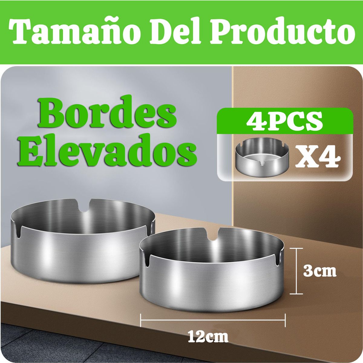 GENERICO - 2 Pcs Ceniceros De Acero Inoxidable Para Oficina Hotel Hogra