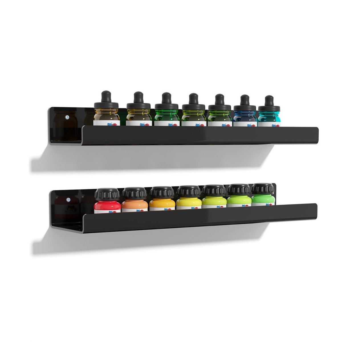 EINICIO - Negro Estantes Flotantes Pared Acrílico Baño Cocina 2pcs