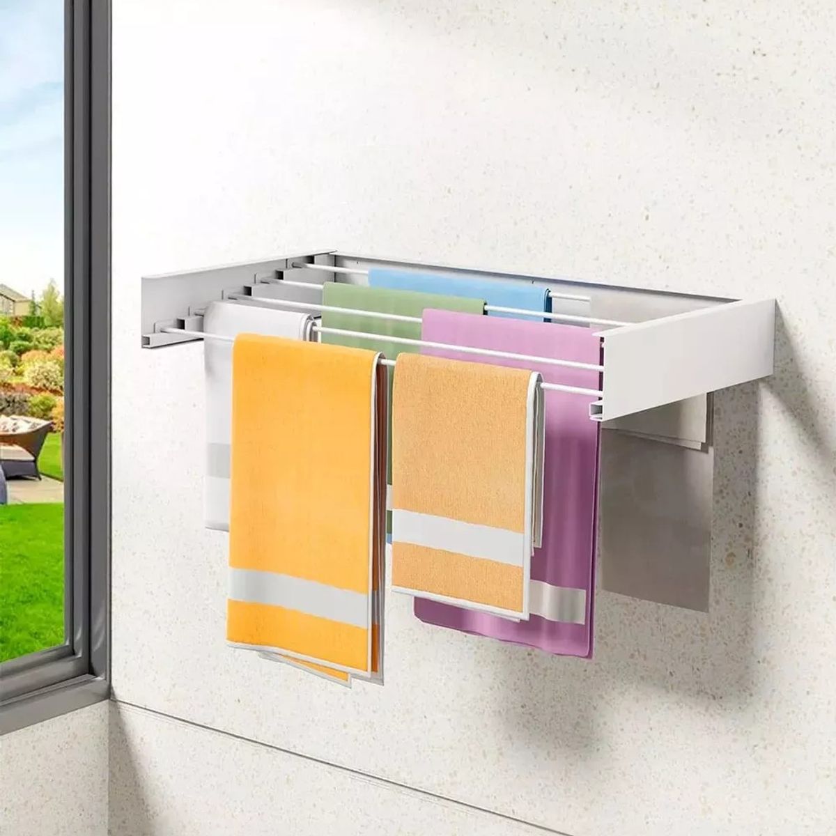 MUNDO MAGIA - Tendedero De Ropa Plegable Retráctil De Pared 80cm