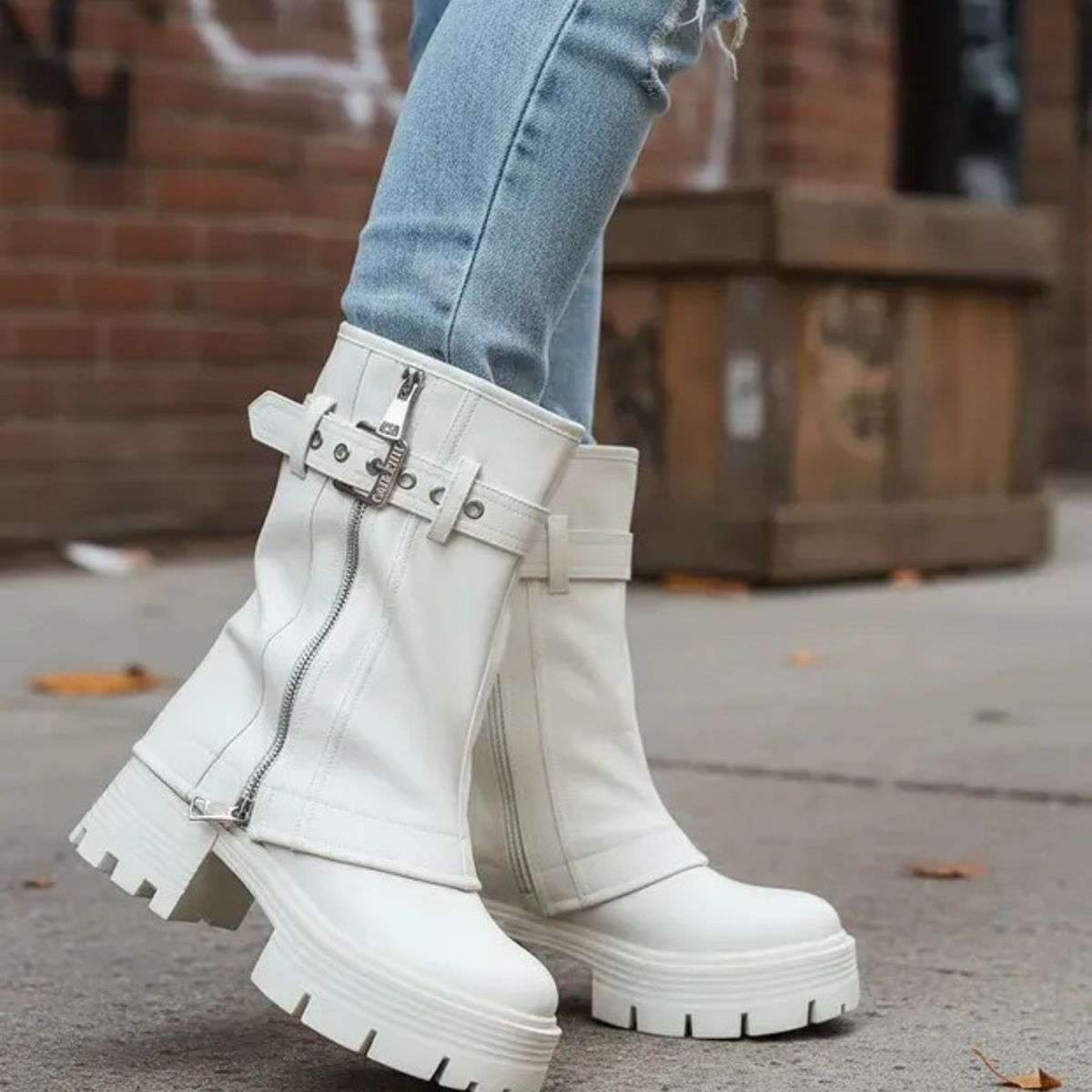 APOSTOL - Botines Con Doblez Y Correa Para Mujer Elegancia