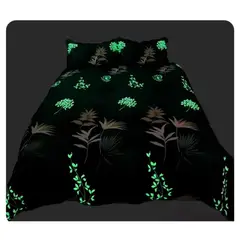 GENERICO - CUBRECAMA QUILT LUMINOSO 2 PLAZA CON DISEÑO VERDE HOJAS TF