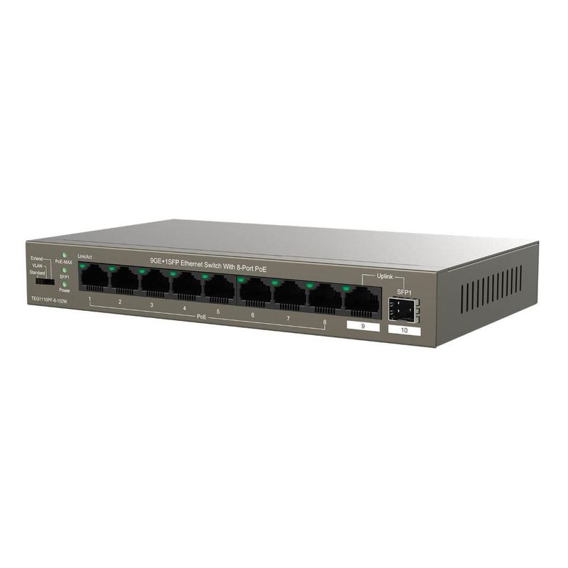 TENDA - SWITCH TENDA TEG1110PF-8-102W 8 PUERTOS 1SFP GIGA POE TENDA OPEN BOX