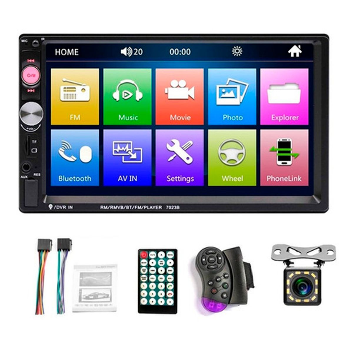 BRAXYSTERN - Pantalla 7in Cámara Reversa Radio FM Bluethooth para Auto