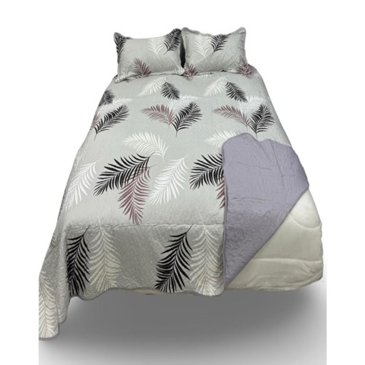 GENERICO - CUBRECAMA QUILT LUMINOSO 2 PLAZA CON GRIS CLARO PLUMA TF