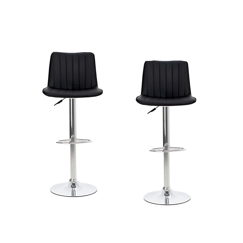 GENERICO - Pack x2 Silla Bar Verona Altura Ajustable con Reposapiés Negro.