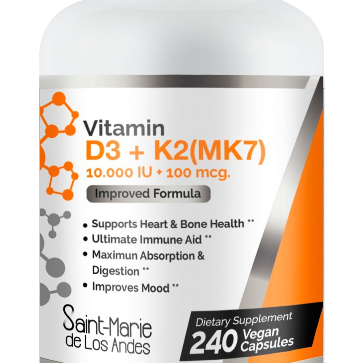 SAINT MARIE DE LOS ANDES - CAPSULAS VITAMINA D3+K2 (MK7) 10.000 IU 100 mcg