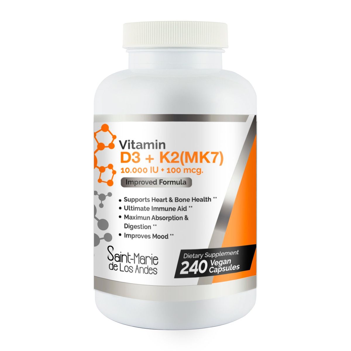 SAINT MARIE DE LOS ANDES - CAPSULAS VITAMINA D3+K2 (MK7) 10.000 IU 100 mcg