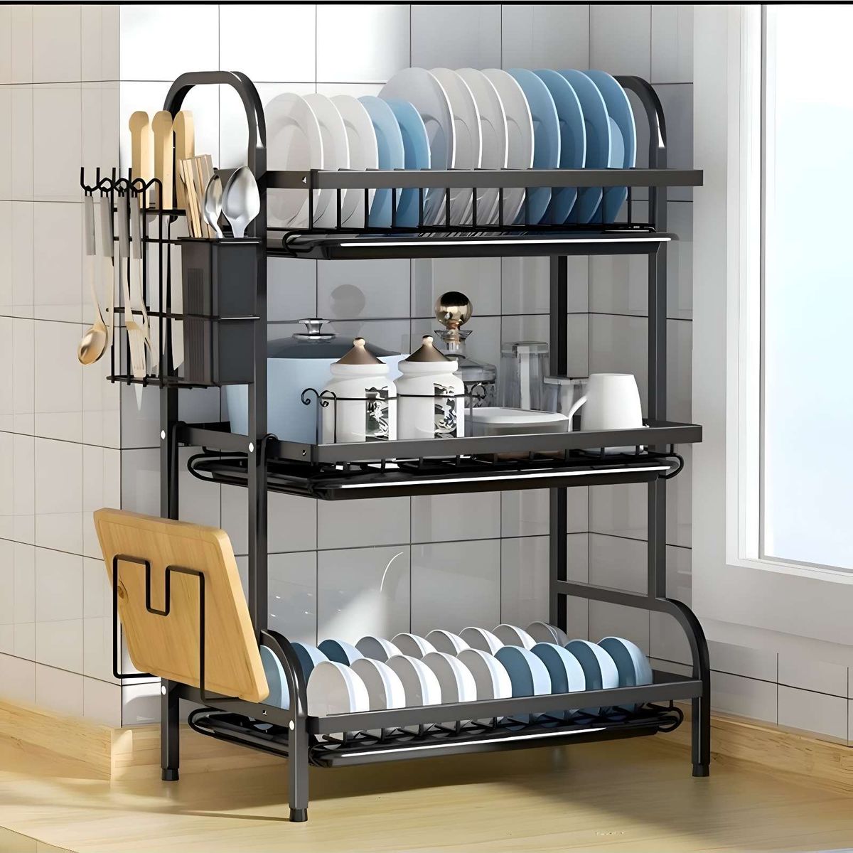 GENERICO - ESCURRIDOR DE PLATOS 3 NIVELES ESTANTE ORGANIZADOR FIRME